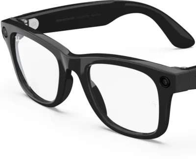 Ray-Ban | Meta Wayfarer (Gen 1) with Meta AI, photo and video capture (Shiny Black, Clear lenses)