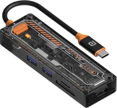 Portronics MPort View Two 6in1 100W Type-C Hub, fast 3.0,4K HDMI,Micro SD,USB 2.0,Laptop,PC POR-2873 USB Hub (Black)